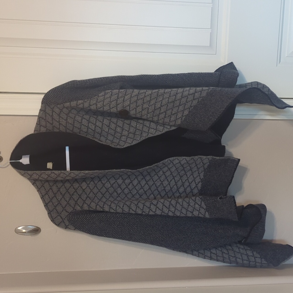 Artsy, navy, draped wool-blend cardigan, A. Ida